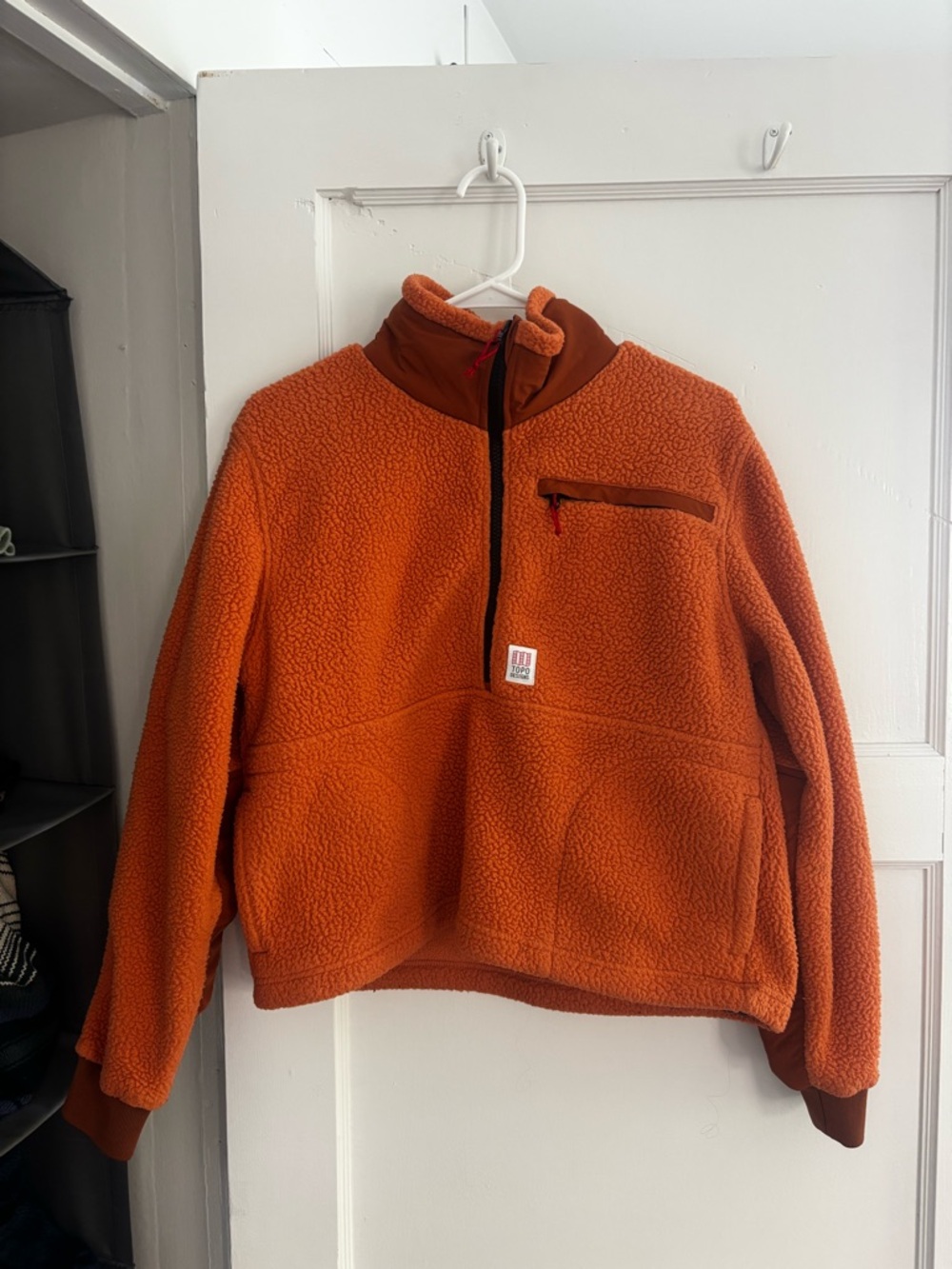 Topo Designs Orange Sherpa Quarter-Zip Pullover